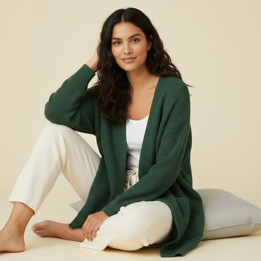 Cardigan Elegante Lungo Donna in Lana | Abbigliamento Moda