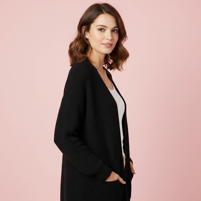 Cardigan Elegante Lungo Donna in Lana | Abbigliamento Moda