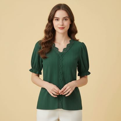 Camicetta Elegante Azzurra Donna | Camicetta Estiva in Pizzo