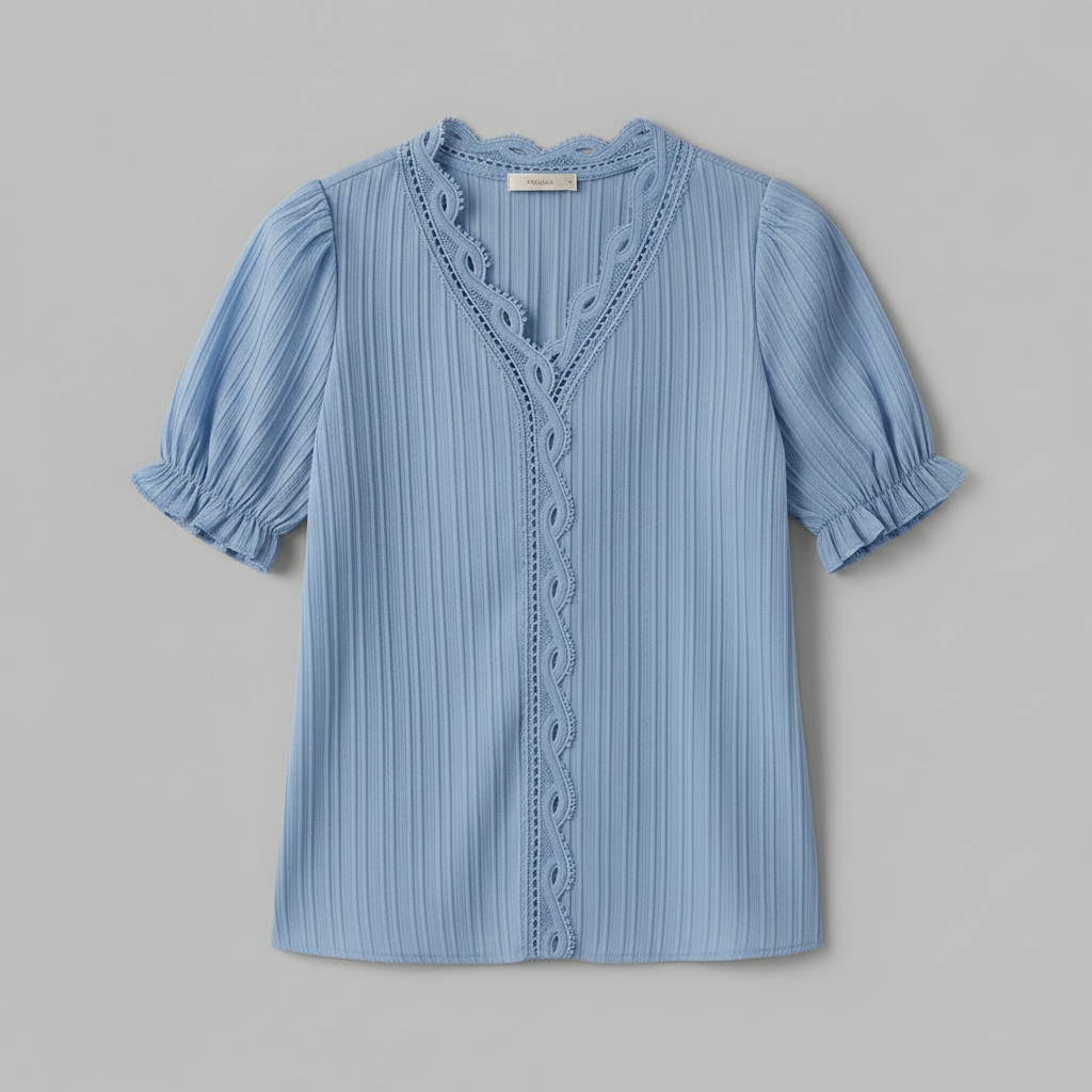 Camicetta Elegante Azzurra Donna | Camicetta Estiva in Pizzo