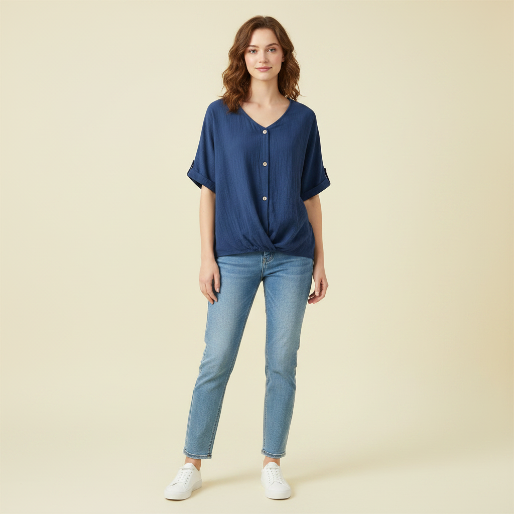 Camicetta Elegante da Donna | Top con Scollo a V in Cotone