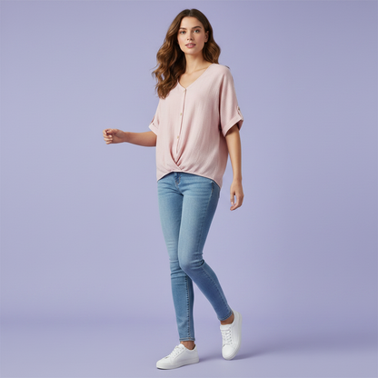 Camicetta Elegante da Donna | Top con Scollo a V in Cotone