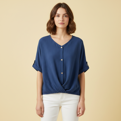Camicetta Elegante da Donna | Top con Scollo a V in Cotone