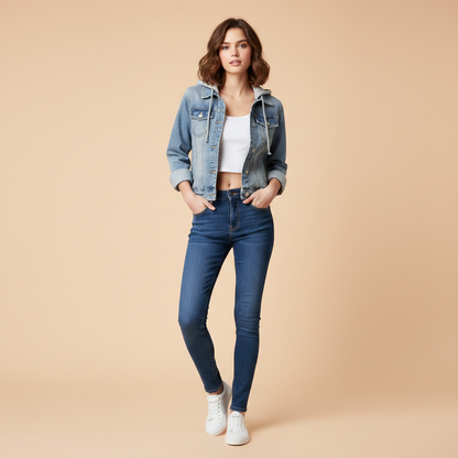 Giubbotto Denim Donna con Cappuccio Removibile | Giacca Casual